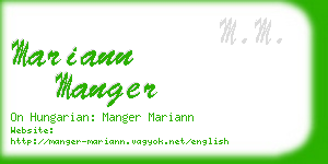 mariann manger business card